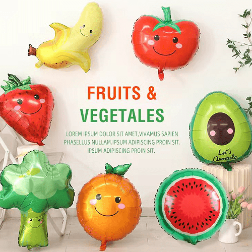 Кулі з фольги з фруктами та овочами