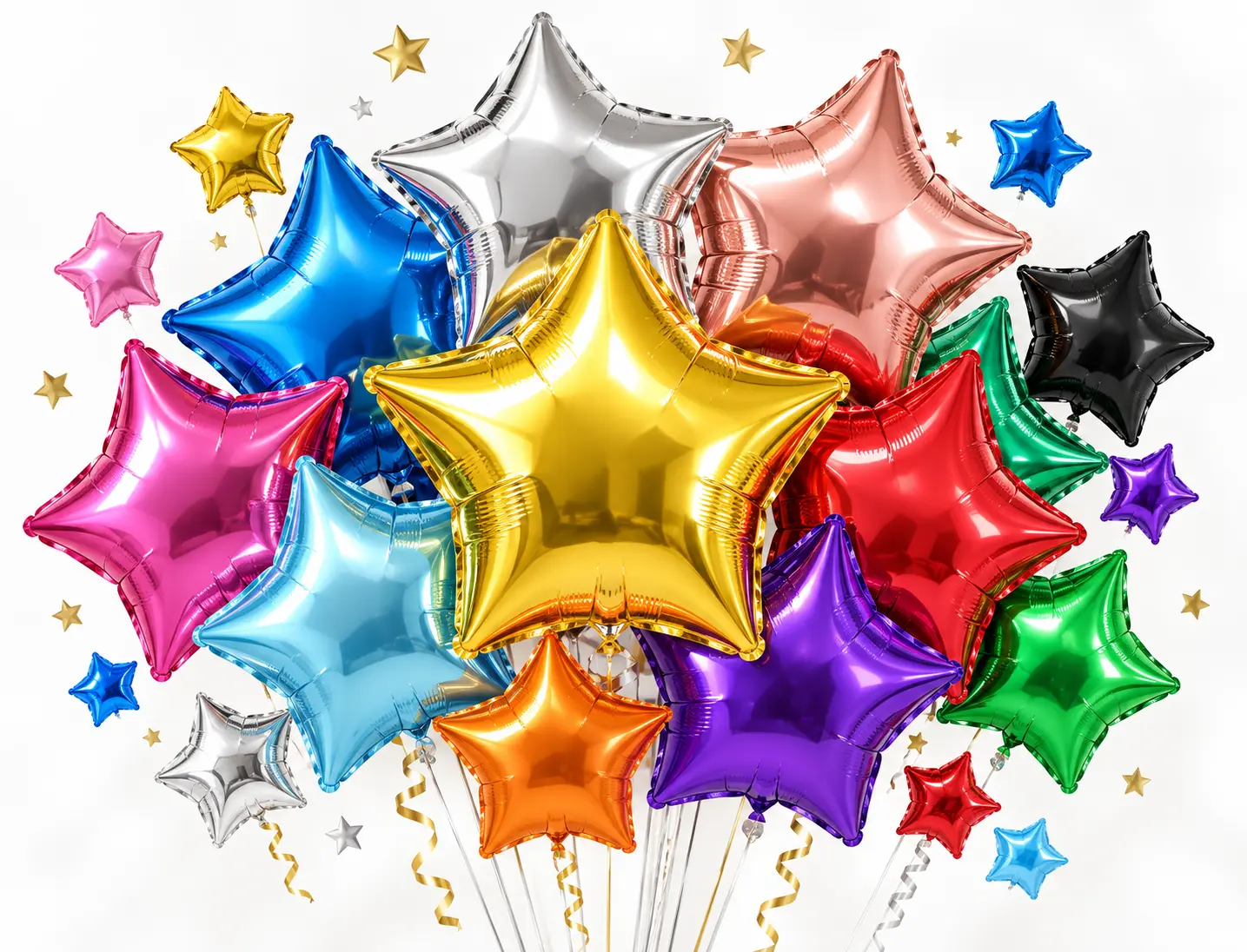 Finished star foil balloon assortment and wholesale order packing at Borun Balloon Factory